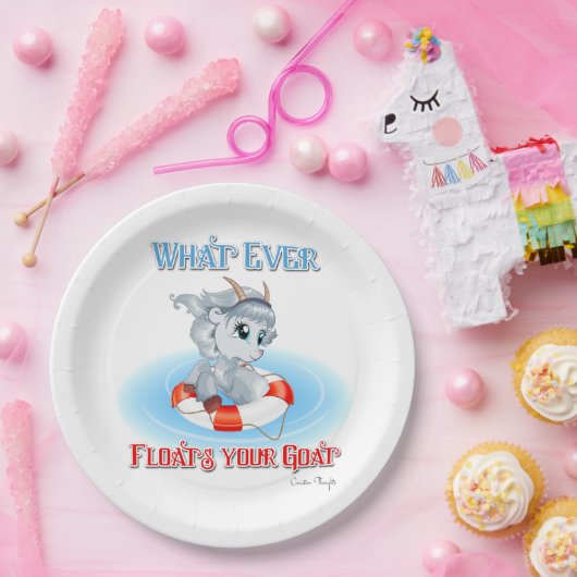 Was auch immer Ihre Ziege schwimmt Pappteller (Party)