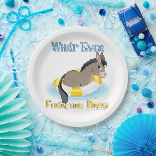 Was auch immer Ihren Esel schwimmt Pappteller (Party)