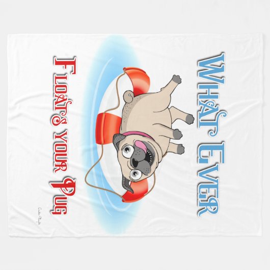 Was auch immer Ihren Mops schwimmt Fleecedecke (Vorderseite (Horizontal))