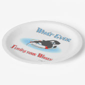 Was auch immer Ihren Wal schwimmt Pappteller (Schrägansicht)