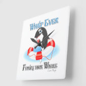 Was auch immer Ihren Wal schwimmt Quadratische Wanduhr (Winkel)