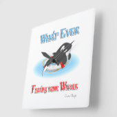 Was auch immer Ihren Wal schwimmt Quadratische Wanduhr (Winkel)