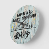 Was auch immer wir Camping Holzplanks Rustikaler W Runde Wanduhr (Winkel)