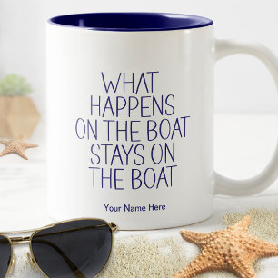 Was auf dem Boot passiert, bleibt lustig Captain H Zweifarbige Tasse