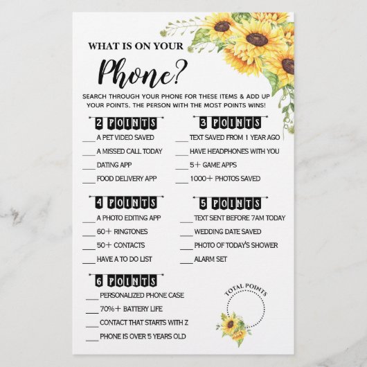 Was auf Ihrem Handy Brautparty Game Card Flye? Flyer (Vorne)