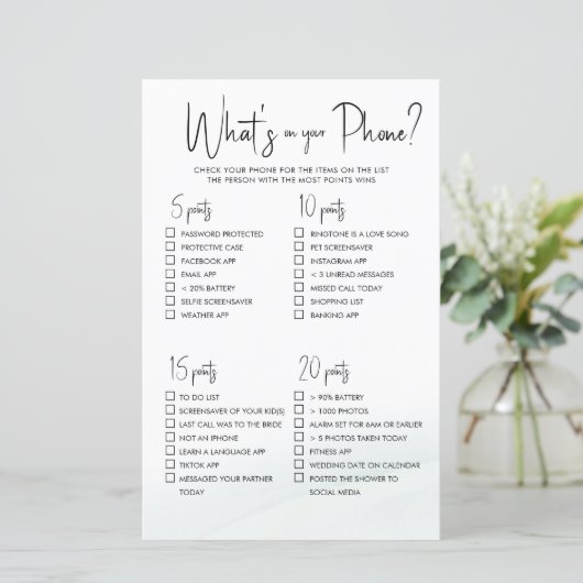 Was auf Ihrem Handy Brautparty Game Green Wash (Stehend Vorderseite)