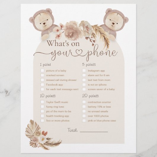 Was auf Ihrem Handy Twins Bear Baby Shower Game (Vorderseite)