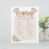 Was auf Ihrem Handy Twins Bear Baby Shower Game (Stehend Vorderseite)