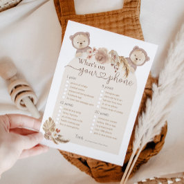 Was auf Ihrem Handy Twins Bear Baby Shower Game Einladung