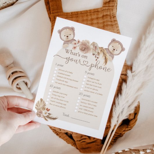 Was auf Ihrem Handy Twins Bear Baby Shower Game Einladung