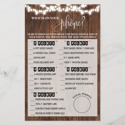 Was auf Ihrem Phone Western Brautparty Game Flyer (Vorne)