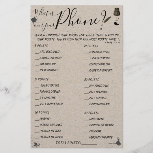 Was auf Ihrem Telefon ist | Duschspielkarte Flyer (Vorne)