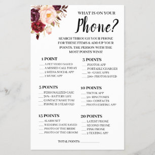 Was auf Ihrem Telefon Marsala Shower Game Card Fly Flyer