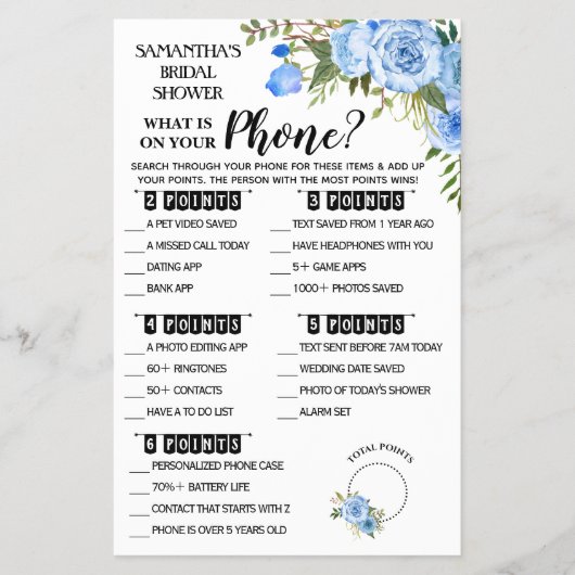 Was auf Ihrer Telefondusche Bilinguale Game Card F Flyer (Vorne)