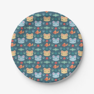 Was Cool ist, Kitty Cat in Blau und Gelb Pappteller