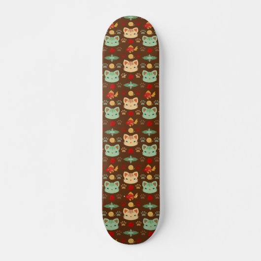Was Cool ist, Kitty Cat in erdigen Farben Skateboard (Vorne)