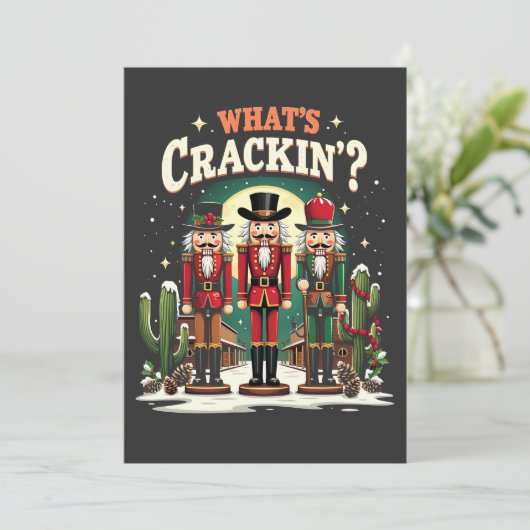 Was Cracking Nutcracker Cactus Christmas Funny ist Dankeskarte (Stehend Vorderseite)