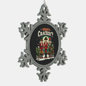 Was Cracking Nutcracker Cactus Christmas Funny ist Schneeflocken Zinn-Ornament (Links)