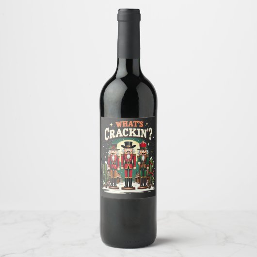 Was Cracking Nutcracker Cactus Christmas Funny ist Weinetikett (Vorderseite)