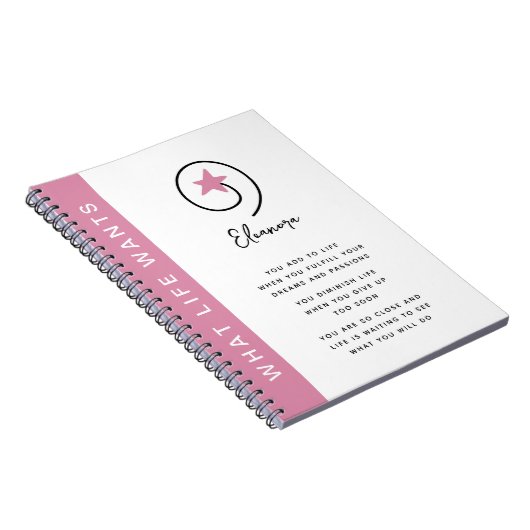 Was das Leben Will Rosa Motivierend Zitat Notizblock (Rechte Seite)