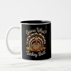 Was denkst du Truthahnarsch Lustiges Erntedankfest Zweifarbige Tasse