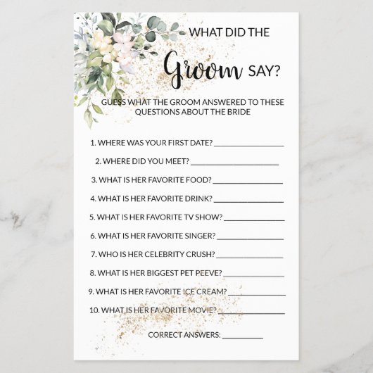 Was der Groom sagt: "Kräuterspiel & Grüne" Flyer (Vorne)