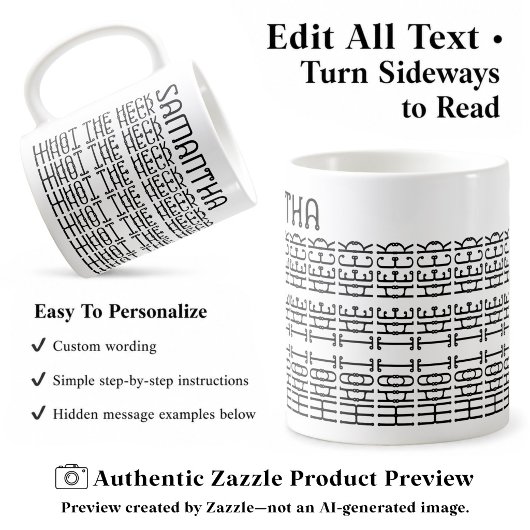 Was der Heck bearbeitbare versteckte Message 153BW Kaffeetasse