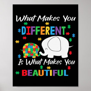 Was dich anders macht Autismus Kind Elefant Poster
