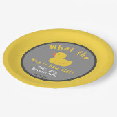 Was die Duck Birthday Punny Yellow Pappteller (Schrägansicht)
