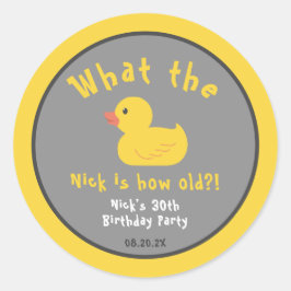 Was die Duck Birthday Punny Yellow Runder Aufkleber