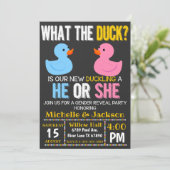 Was die Ente, ob er oder sie Geschlecht offenbaren Einladung (Stehend Vorderseite)