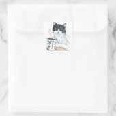 Was die Katze Quadratischer Aufkleber (Tasche)