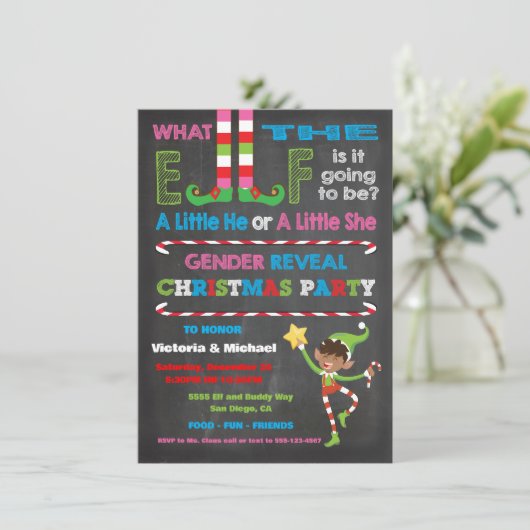 Was die Weihnachtsdusche von Elf zeigt Einladung (Stehend Vorderseite)