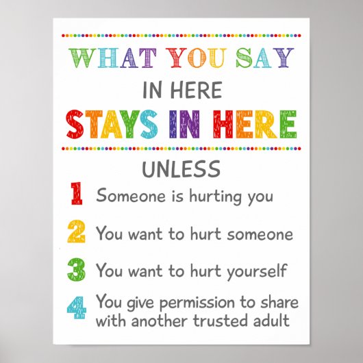 Was du hier sagst, Bleibe hier Schulberater Poster (Vorne)