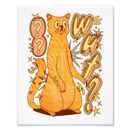 Was? / Eine Orange Cat Illustration Fotodruck