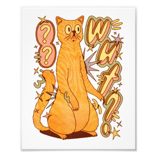 Was? / Eine Orange Cat Illustration Fotodruck (Vorne)