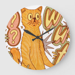 Was? / Eine Orange Cat Illustration Große Wanduhr