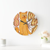 Was? / Eine Orange Cat Illustration Große Wanduhr (Zuhause)