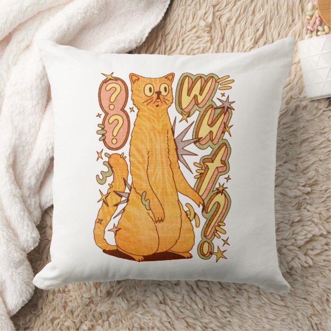 Was? / Eine Orange Cat Illustration Kissen (Decke)