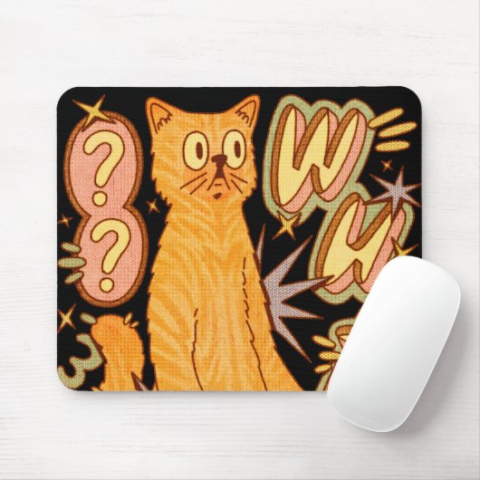 Was? / Eine Orange Cat Illustration Mousepad (Mit Mouse)