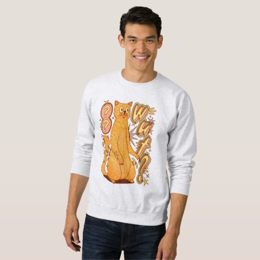 Was? / Eine Orange Cat Illustration Sweatshirt (Vorne ganz)