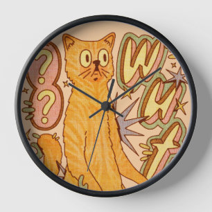 Was? / Eine Orange Cat Illustration Uhr