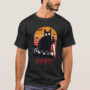 Was eine schwarze Katze, die ein Messer hält Cat T T-Shirt