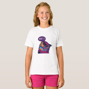 Was?, farbenfrohe Eule. T-Shirt