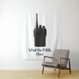 Was Fu*k über das lustige Walkie Talkie Icon Wandteppich