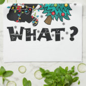 WAS Funny Black Cat Santa Pushing Weihnachtsbaum Geschirrtuch (Gefaltet)