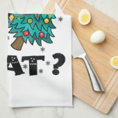 WAS Funny Black Cat Santa Pushing Weihnachtsbaum Geschirrtuch (Viertel Falte)