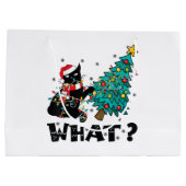 WAS Funny Black Cat Santa Pushing Weihnachtsbaum Große Geschenktüte (Rückseite)