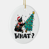 WAS Funny Black Cat Santa Pushing Weihnachtsbaum Keramik Ornament (Rechts)