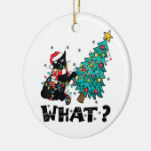WAS Funny Black Cat Santa Pushing Weihnachtsbaum Keramik Ornament (Links)